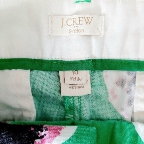 J. CREW Factory Green Floral Pants Ankle Crop Skimmer Sz 10 Petite - Picture 12 of 13